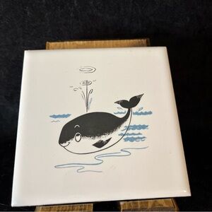 Cute Little Whale Art Tile, By Aztec Desert, 4 X 4 Inches